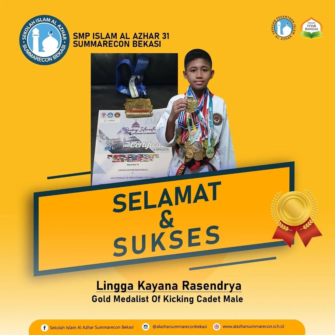 SMP Islam Al Azhar 31 mendapatkan Medali Emas dalam Ajang Bandung Insternasional, E. POOMSAE TUNAMENT 2021.