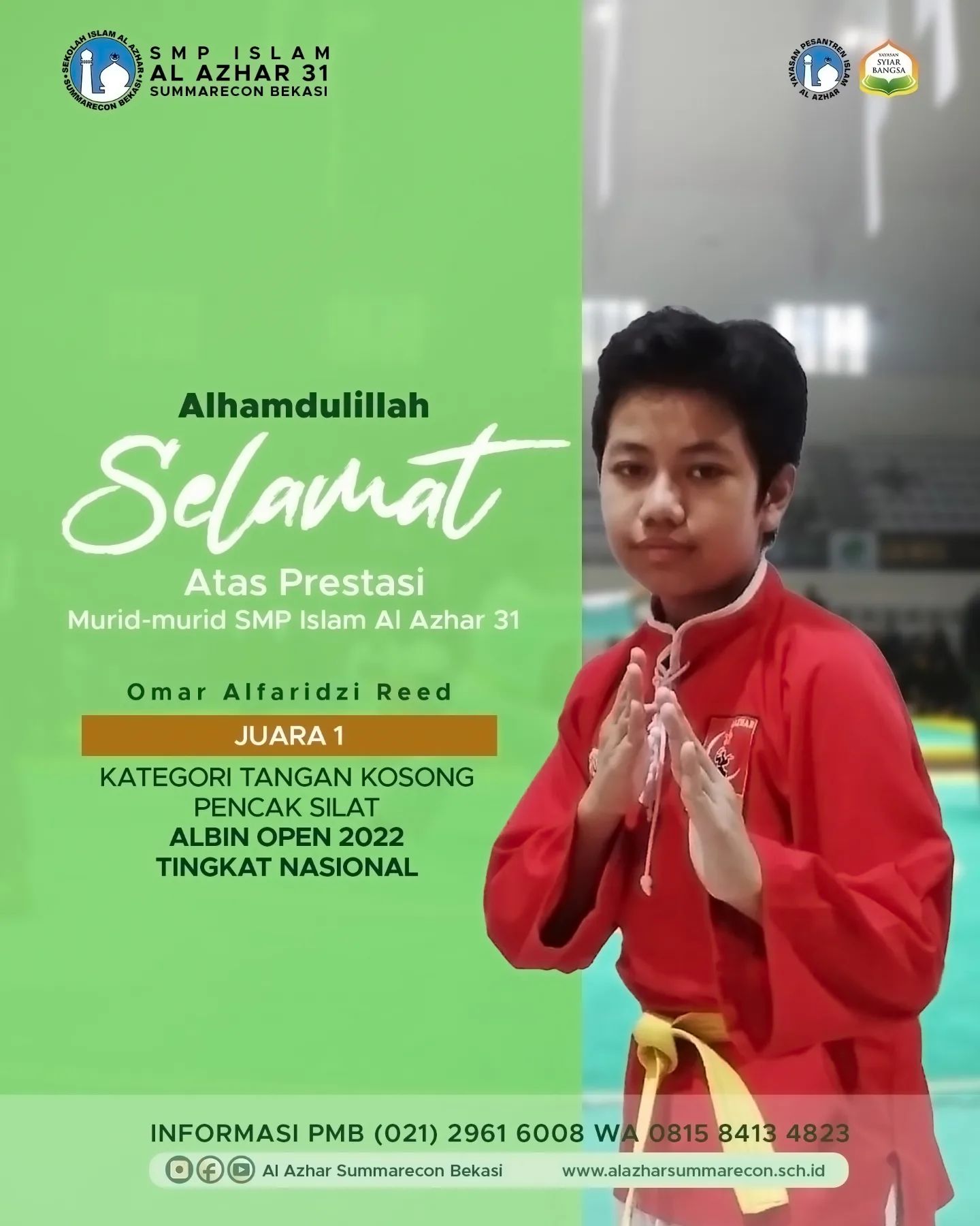 SMP Islam Al Azhar 31 Summarecon Bekasi berhasil meraih JUARA dalam ajang ALBIN Open 2022