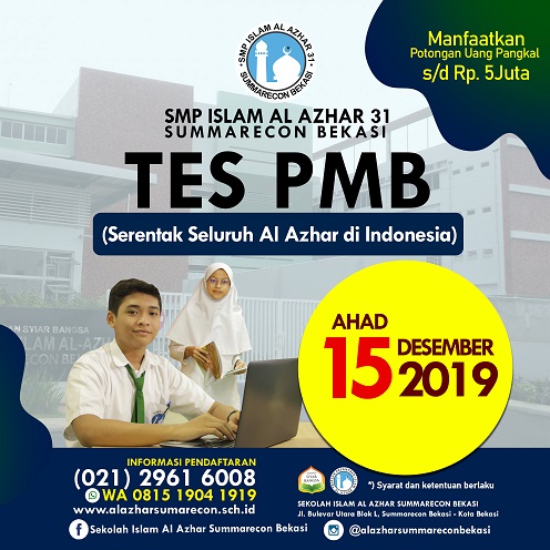 TES SELEKSI PENERIMAAN MURID BARU SMP ISLAM AL AZHAR 31 SUMMARECON BEKASI T.P. 2020-2021